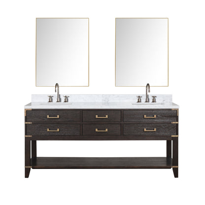 Norwalk 72 in W x 22 in D Brown Oak Double Bath Vanity