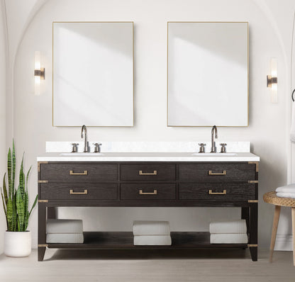 Norwalk 72 in W x 22 in D Brown Oak Double Bath Vanity