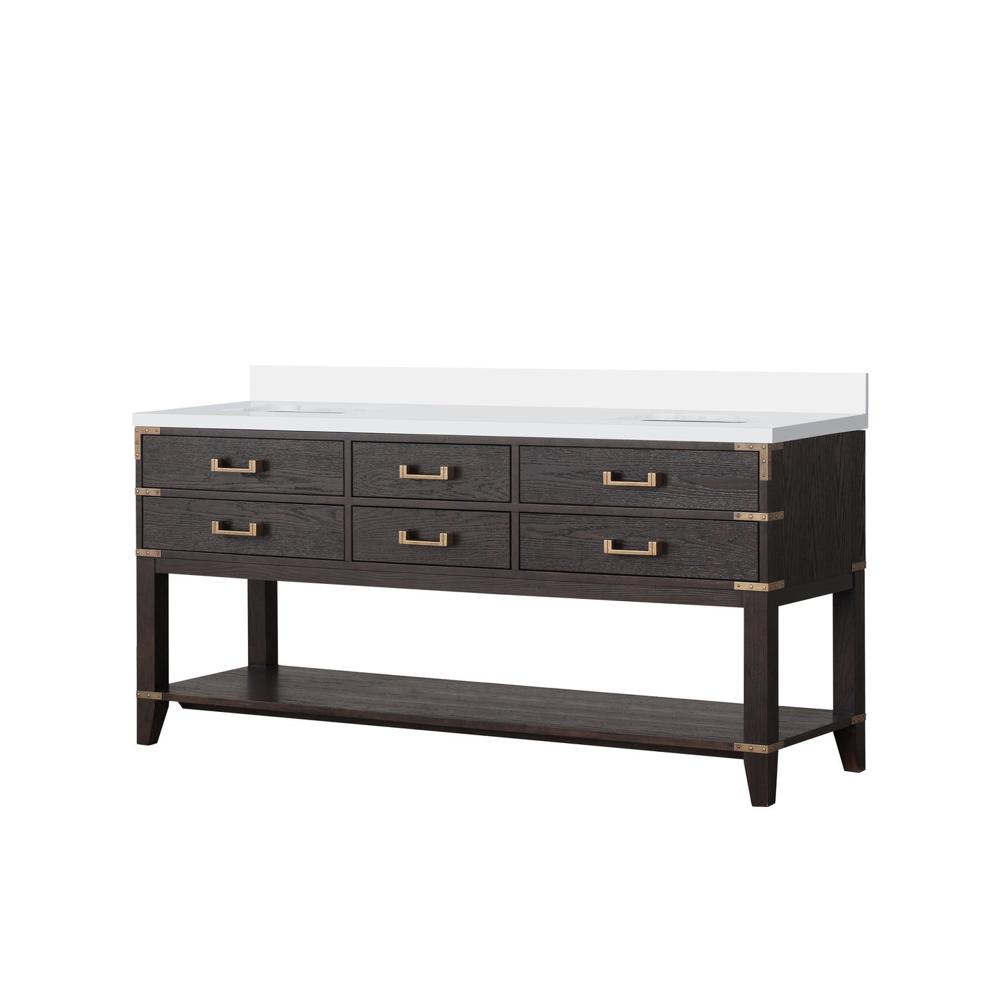 Norwalk 72 in W x 22 in D Brown Oak Double Bath Vanity