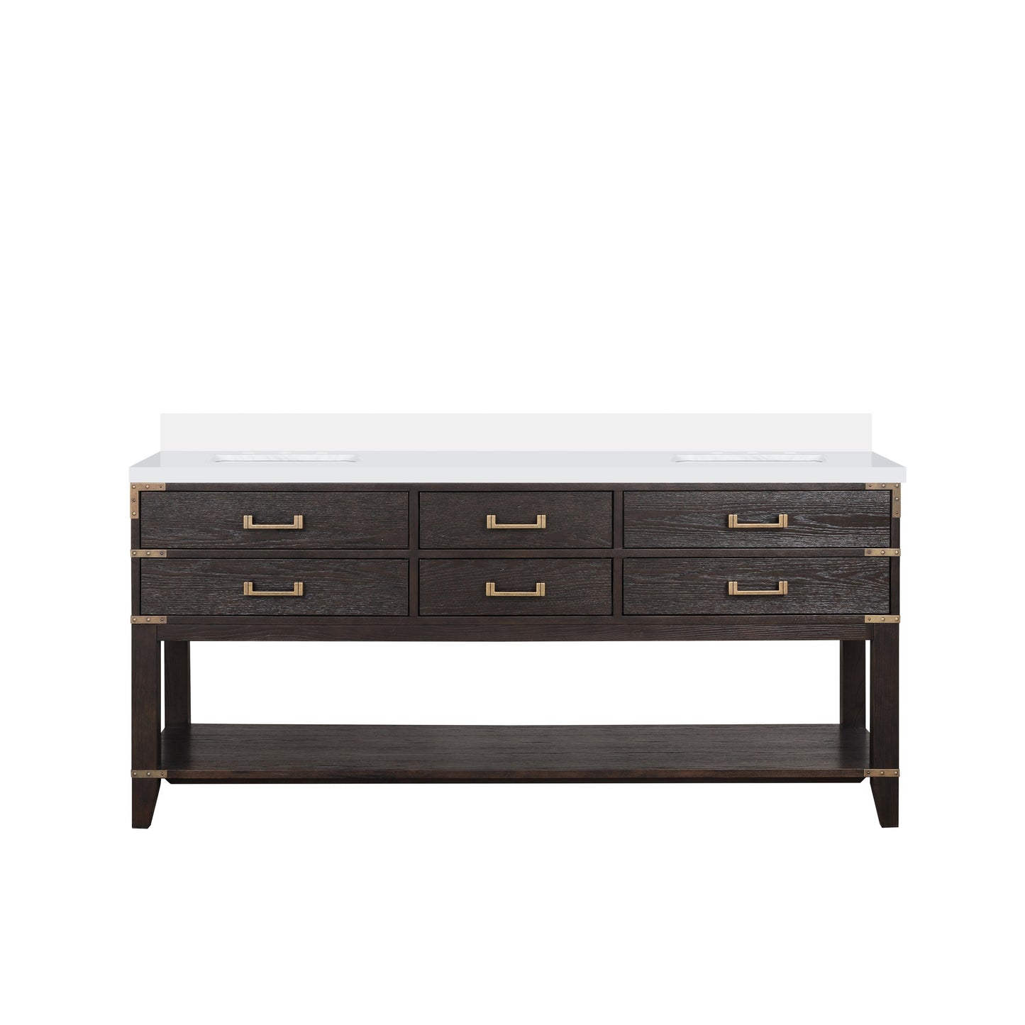 Norwalk 72 in W x 22 in D Brown Oak Double Bath Vanity