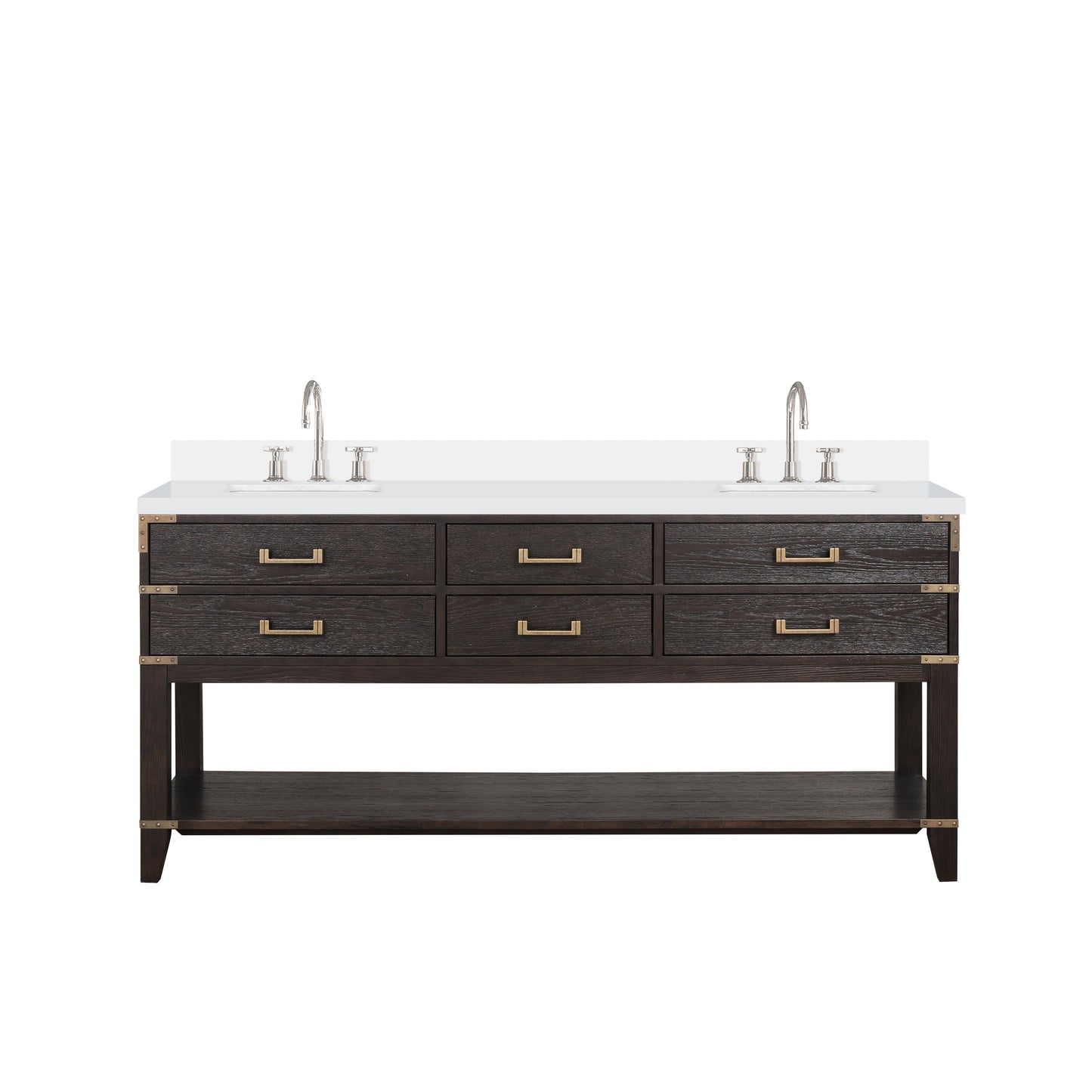 Norwalk 72 in W x 22 in D Brown Oak Double Bath Vanity