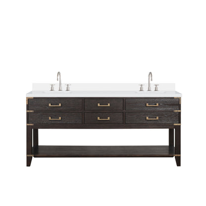 Norwalk 72 in W x 22 in D Brown Oak Double Bath Vanity