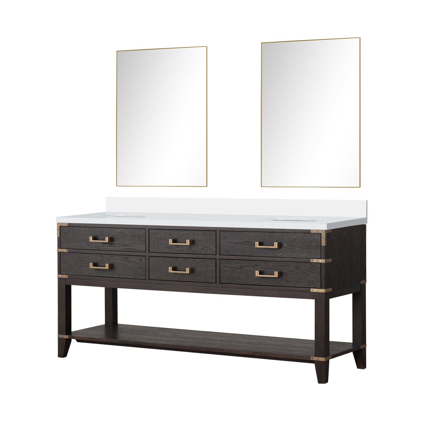 Norwalk 72 in W x 22 in D Brown Oak Double Bath Vanity