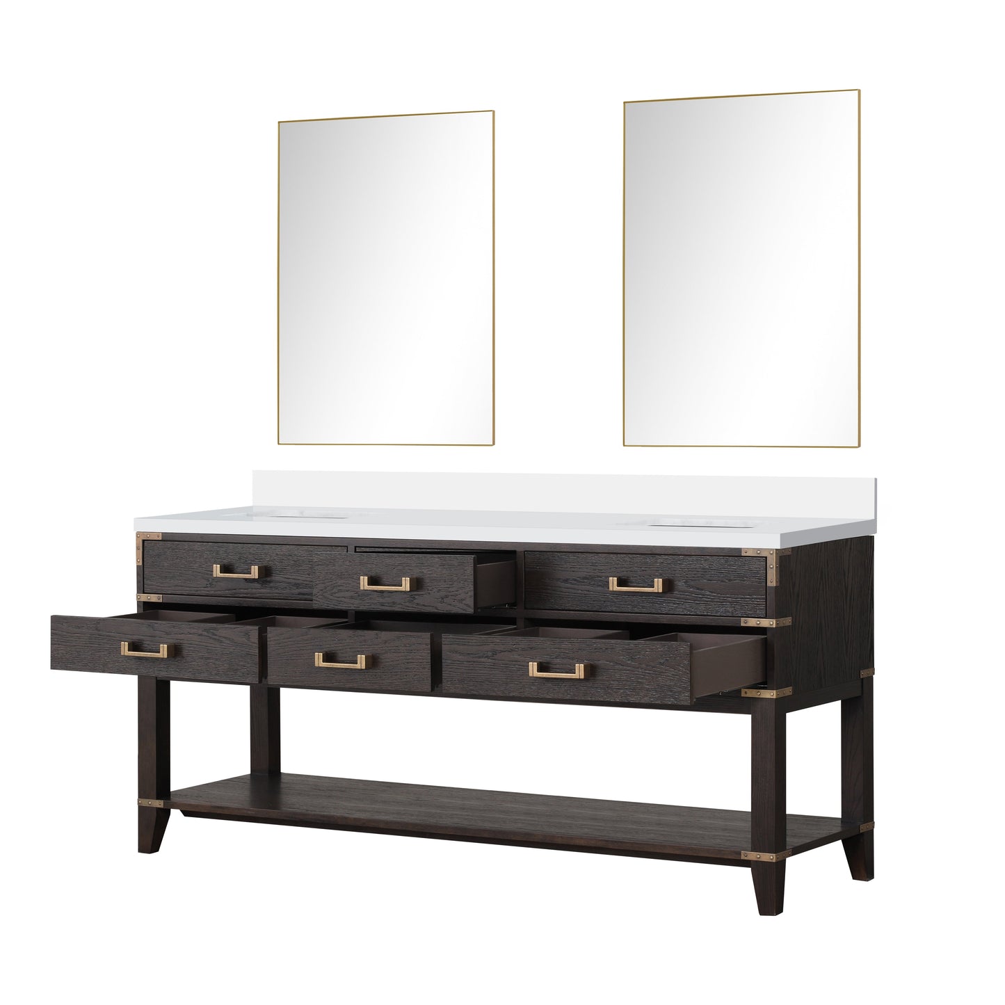 Norwalk 72 in W x 22 in D Brown Oak Double Bath Vanity