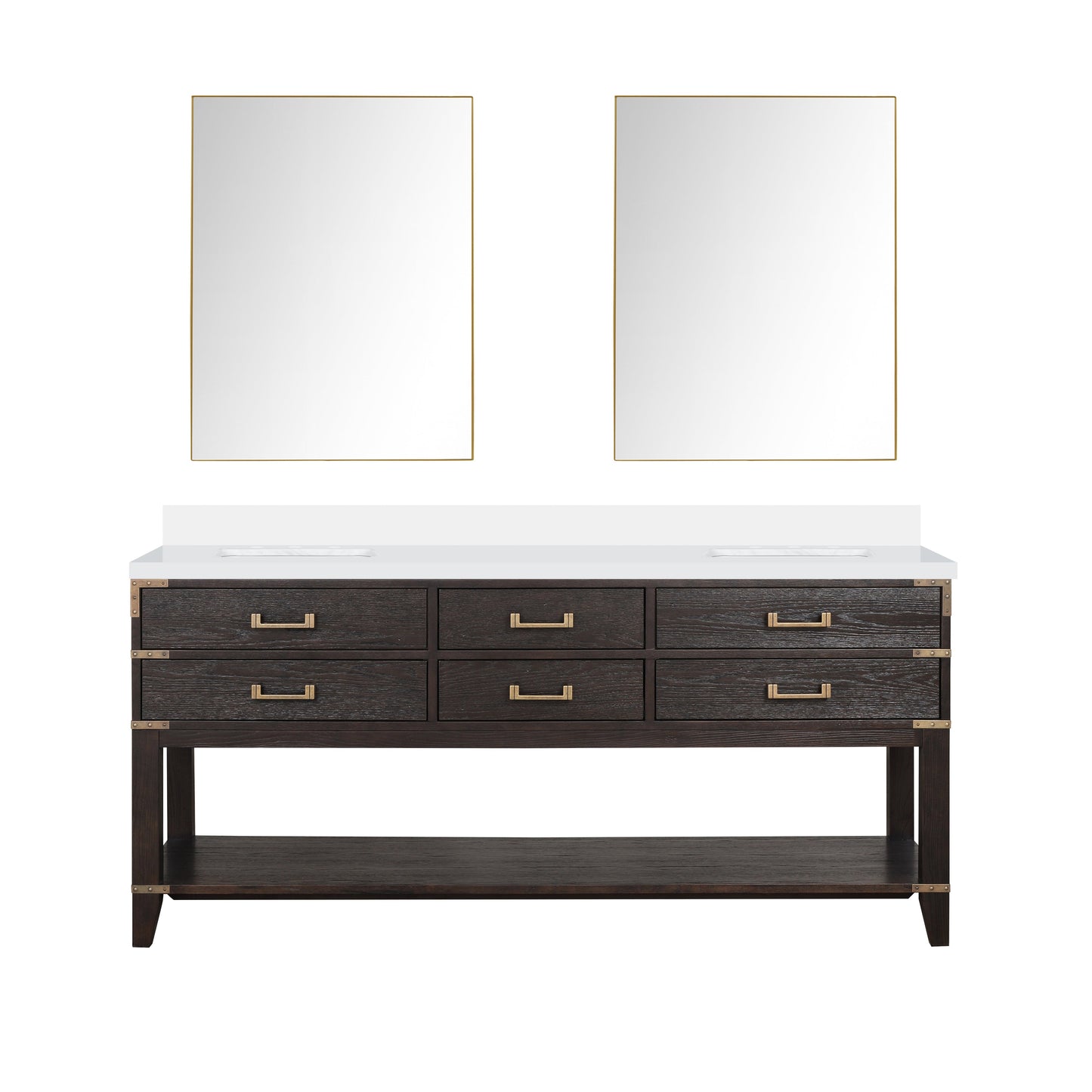 Norwalk 72 in W x 22 in D Brown Oak Double Bath Vanity