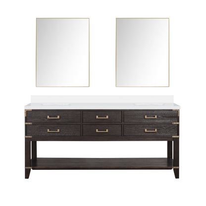 Norwalk 72 in W x 22 in D Brown Oak Double Bath Vanity