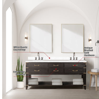 Norwalk 72 in W x 22 in D Brown Oak Double Bath Vanity