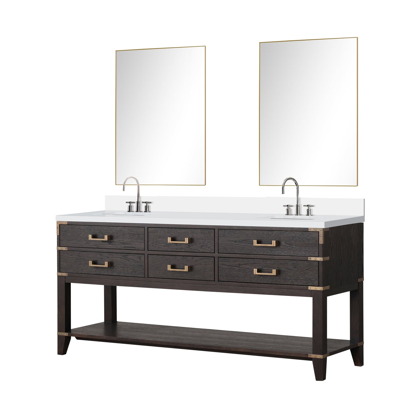 Norwalk 72 in W x 22 in D Brown Oak Double Bath Vanity