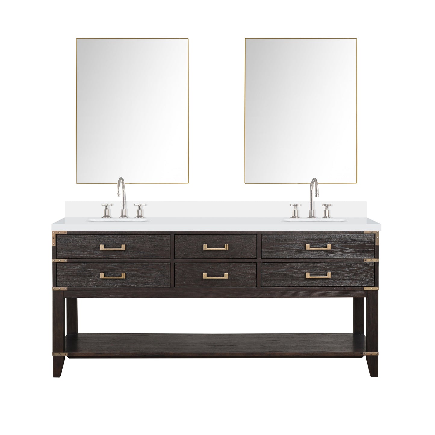Norwalk 72 in W x 22 in D Brown Oak Double Bath Vanity