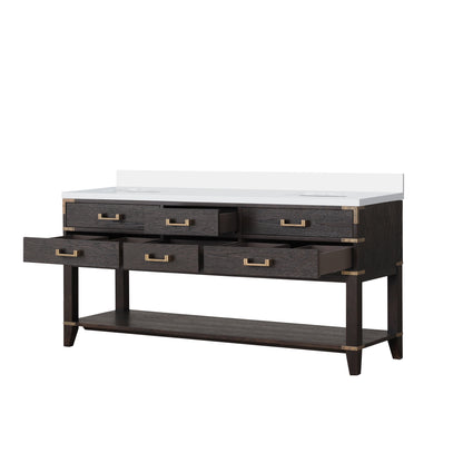 Norwalk 72 in W x 22 in D Brown Oak Double Bath Vanity