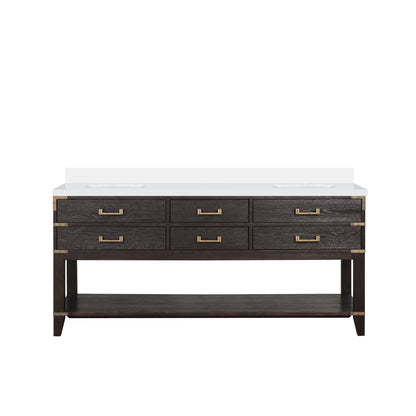 Norwalk 72 in W x 22 in D Brown Oak Double Bath Vanity
