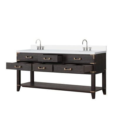 Norwalk 72 in W x 22 in D Brown Oak Double Bath Vanity
