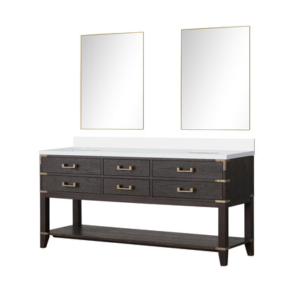 Norwalk 72 in W x 22 in D Brown Oak Double Bath Vanity