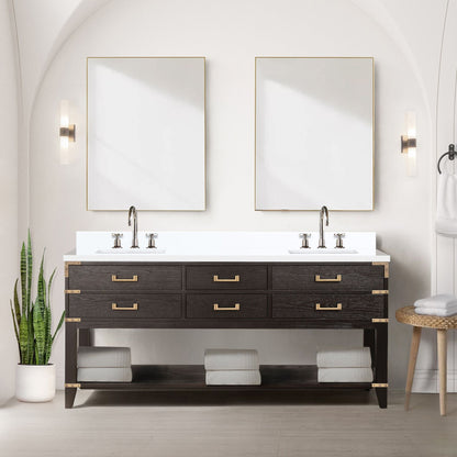 Norwalk 72 in W x 22 in D Brown Oak Double Bath Vanity