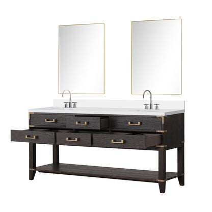 Norwalk 72 in W x 22 in D Brown Oak Double Bath Vanity