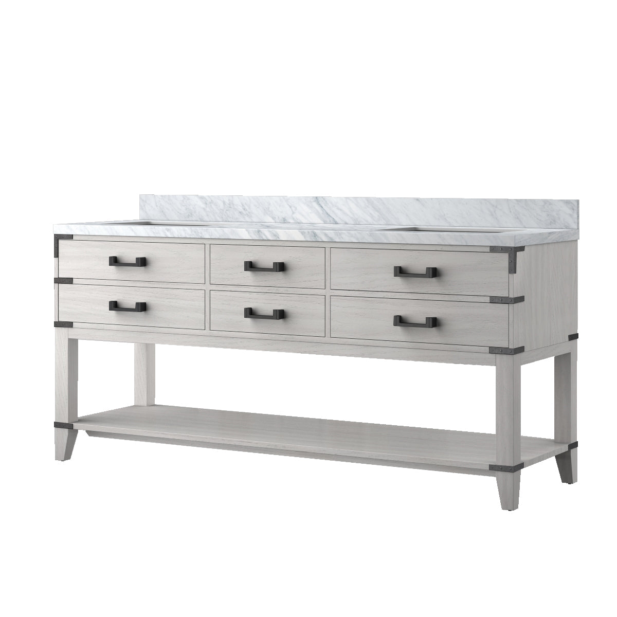 Norwalk 72 in W x 22 in D White Oak Double Bath Vanity