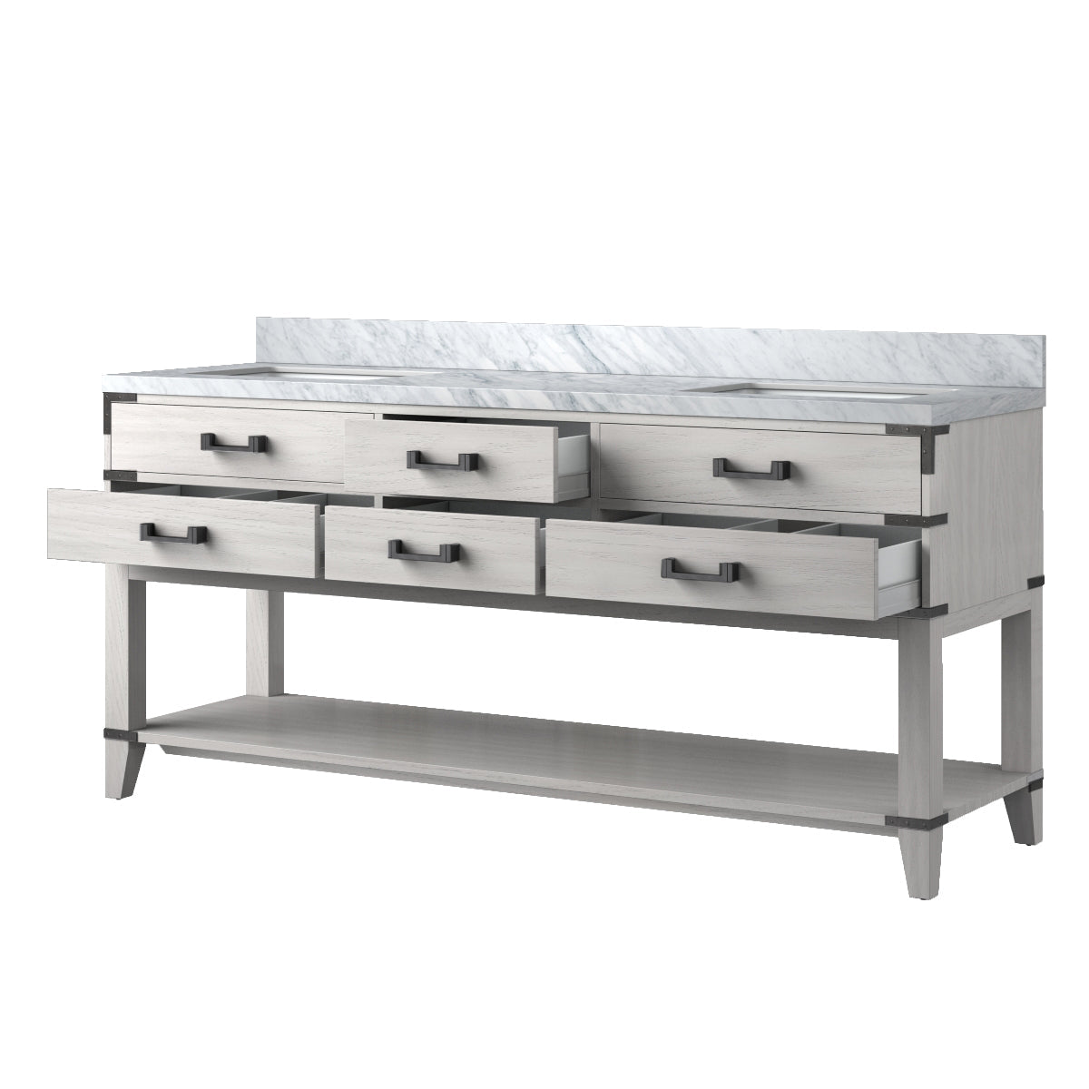 Norwalk 72 in W x 22 in D White Oak Double Bath Vanity