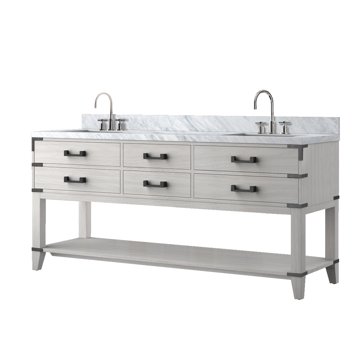 Norwalk 72 in W x 22 in D White Oak Double Bath Vanity
