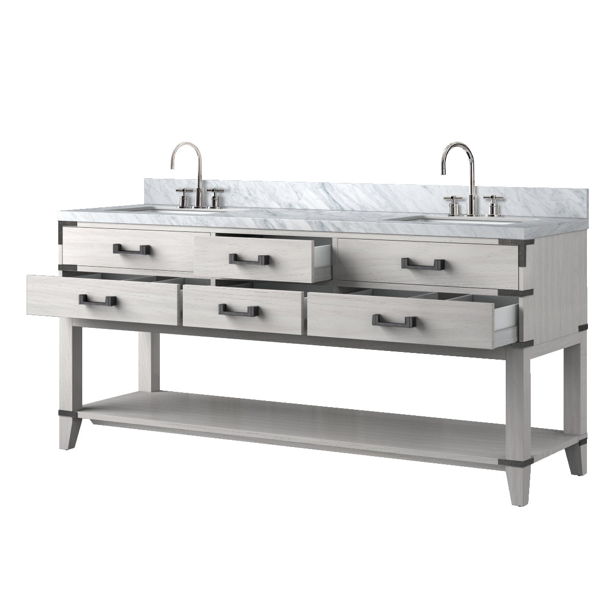 Norwalk 72 in W x 22 in D White Oak Double Bath Vanity