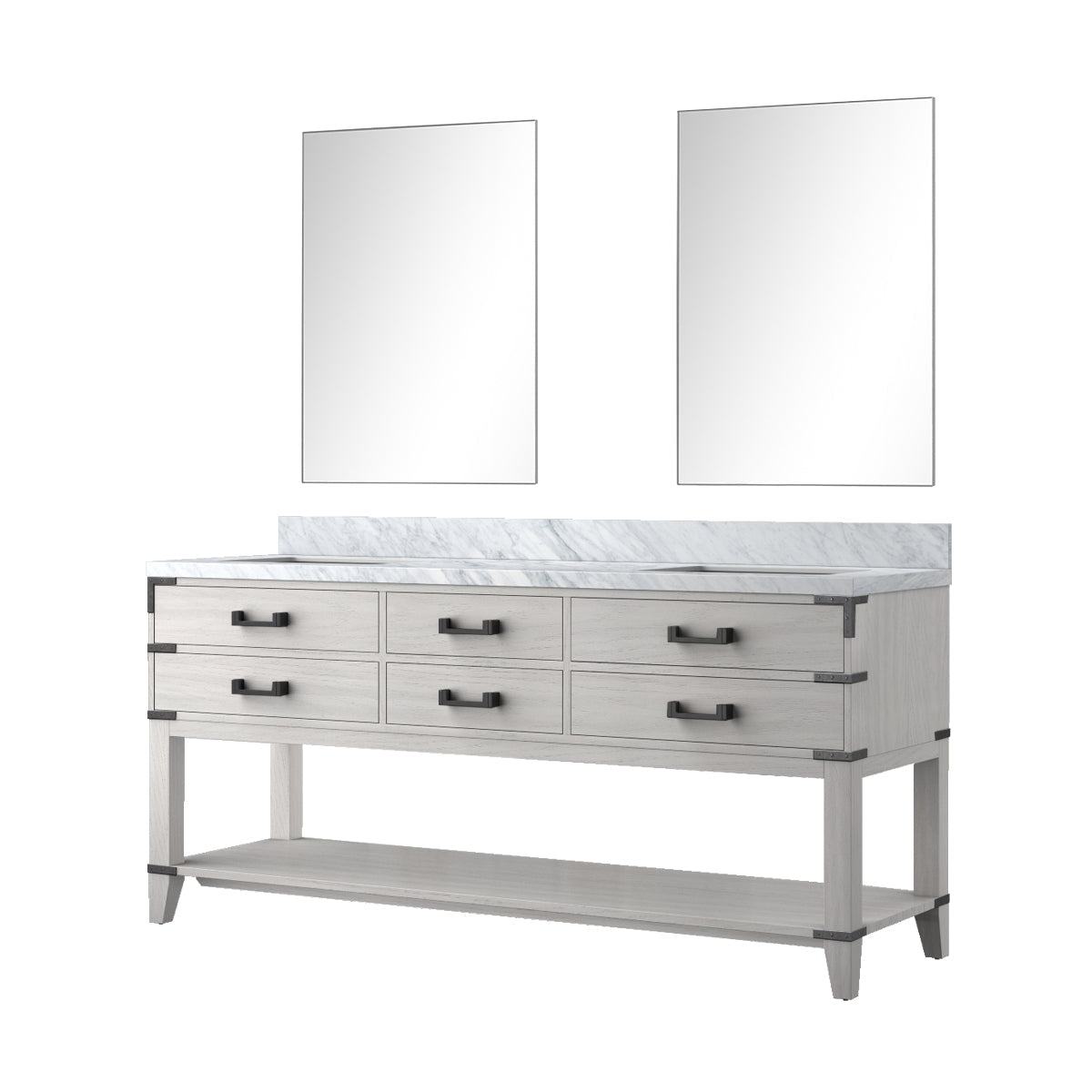 Norwalk 72 in W x 22 in D White Oak Double Bath Vanity