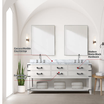 Norwalk 72 in W x 22 in D White Oak Double Bath Vanity