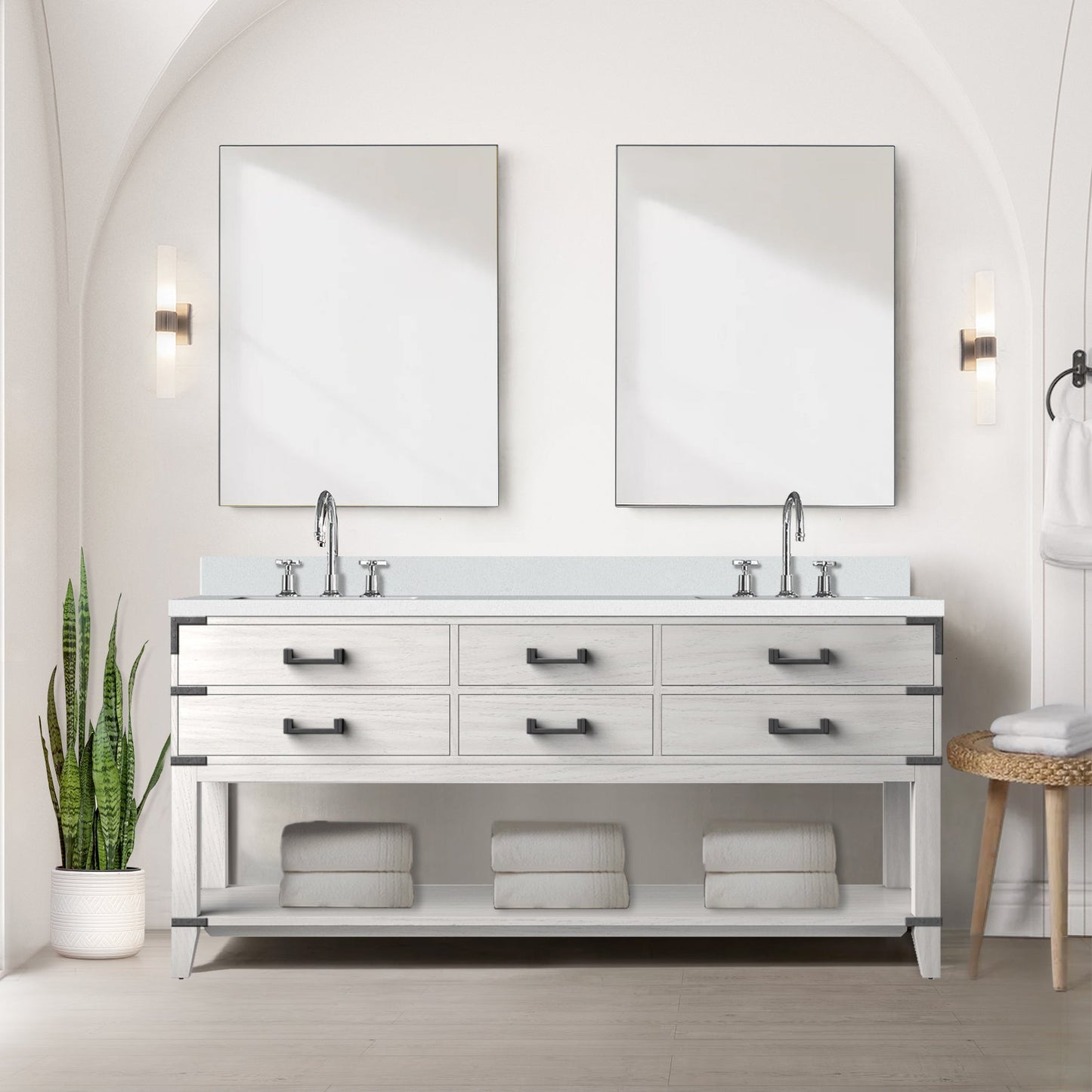 Norwalk 72 in W x 22 in D White Oak Double Bath Vanity