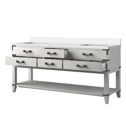 Norwalk 72 in W x 22 in D White Oak Double Bath Vanity
