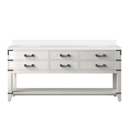 Norwalk 72 in W x 22 in D White Oak Double Bath Vanity