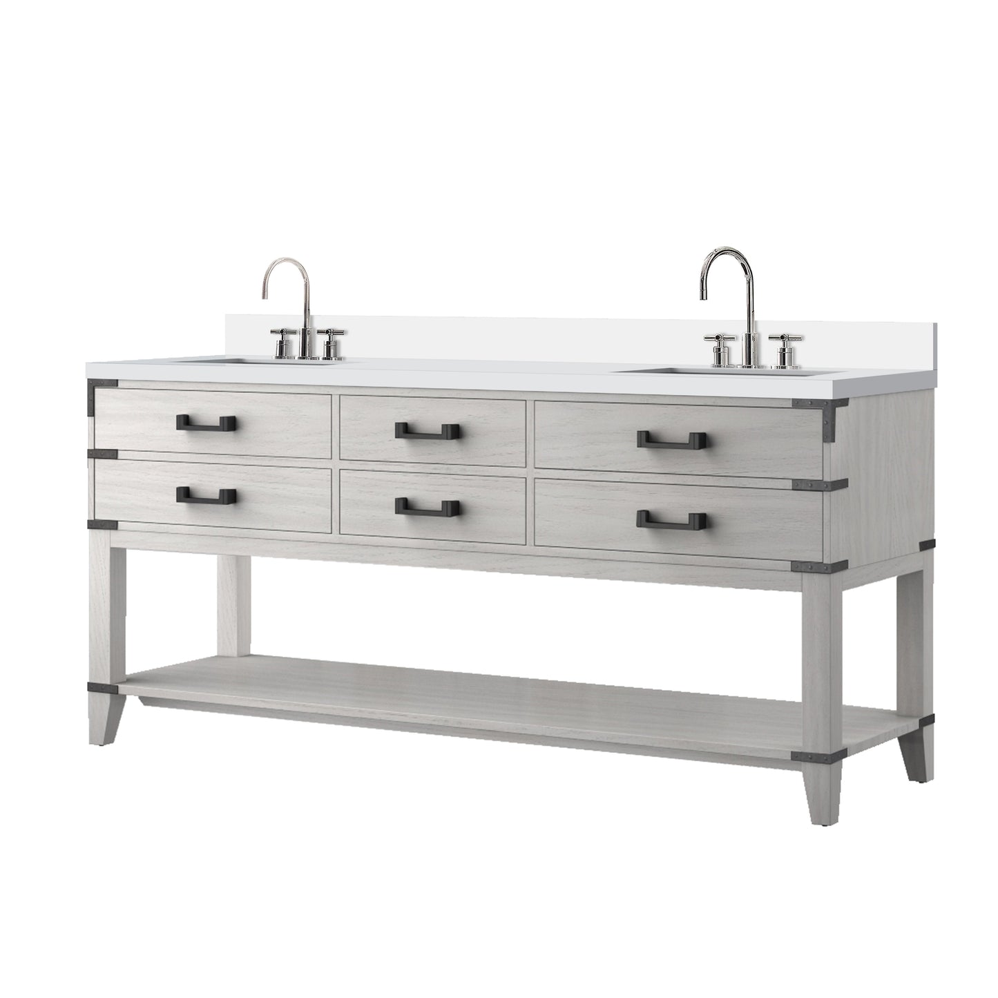 Norwalk 72 in W x 22 in D White Oak Double Bath Vanity
