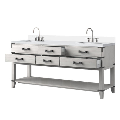 Norwalk 72 in W x 22 in D White Oak Double Bath Vanity