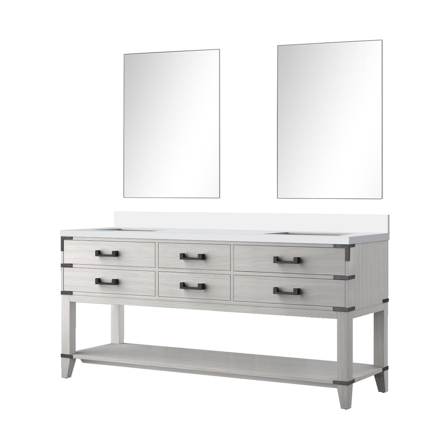 Norwalk 72 in W x 22 in D White Oak Double Bath Vanity