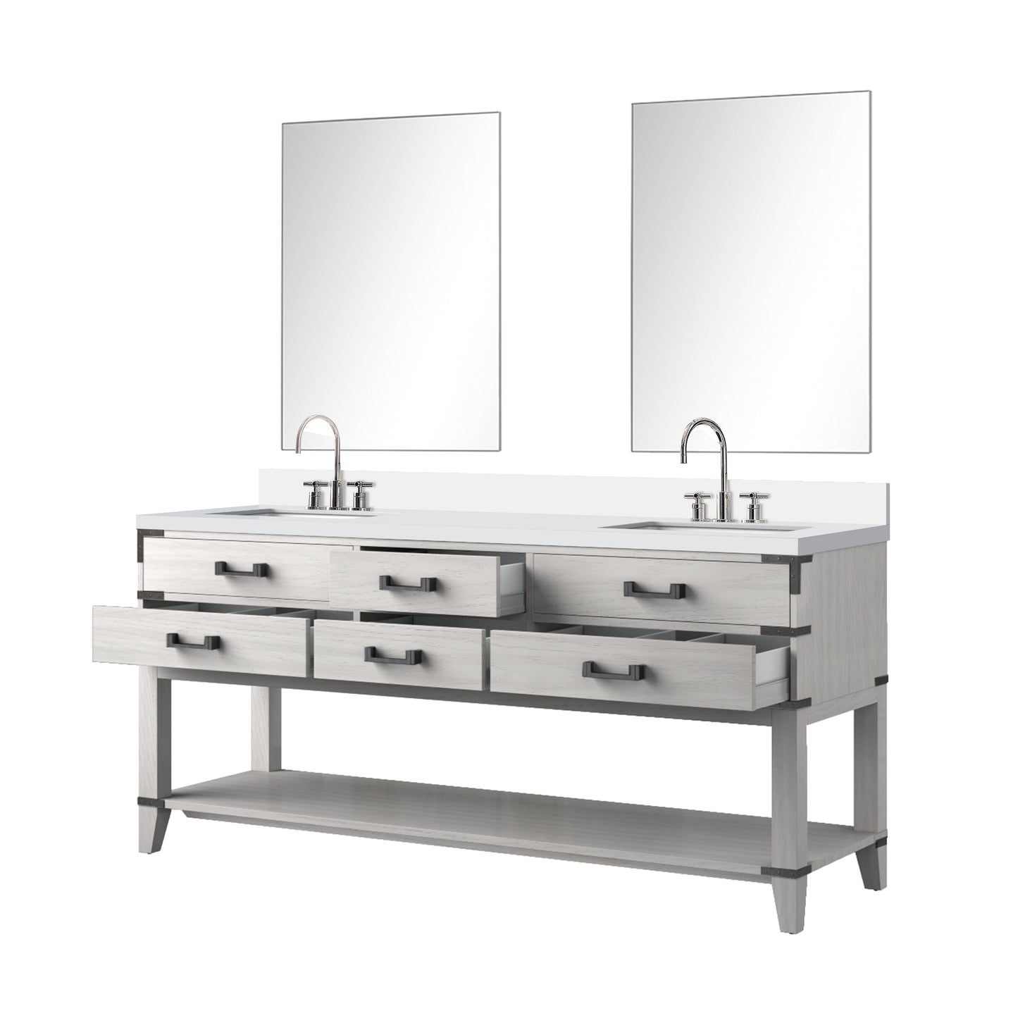 Norwalk 72 in W x 22 in D White Oak Double Bath Vanity