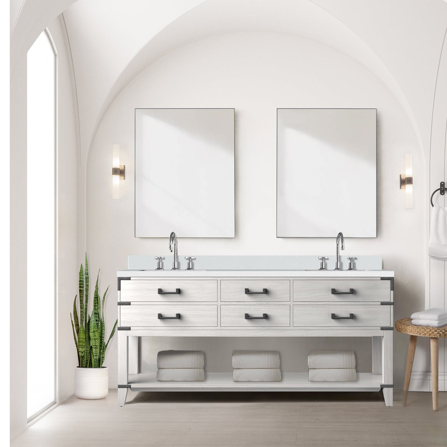 Norwalk 72 in W x 22 in D White Oak Double Bath Vanity