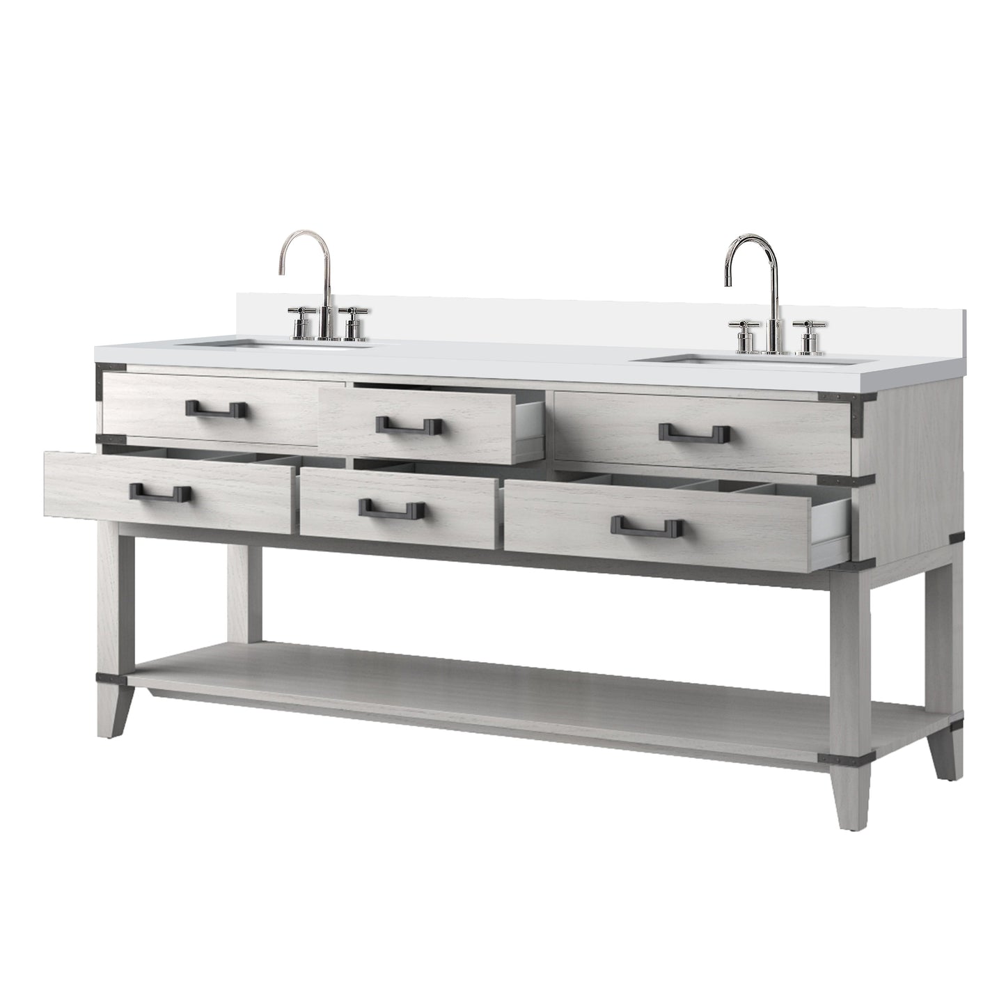 Norwalk 72 in W x 22 in D White Oak Double Bath Vanity