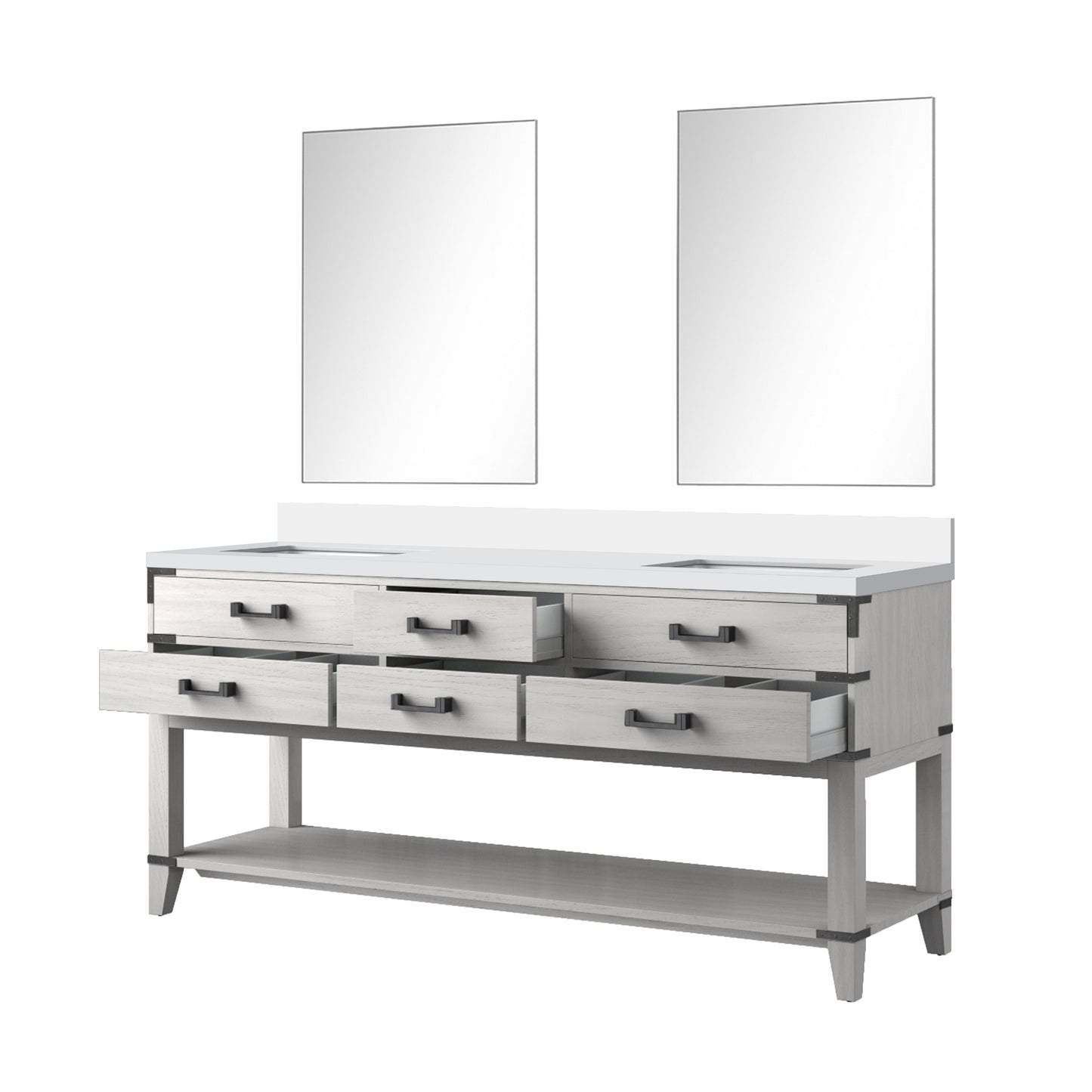 Norwalk 72 in W x 22 in D White Oak Double Bath Vanity