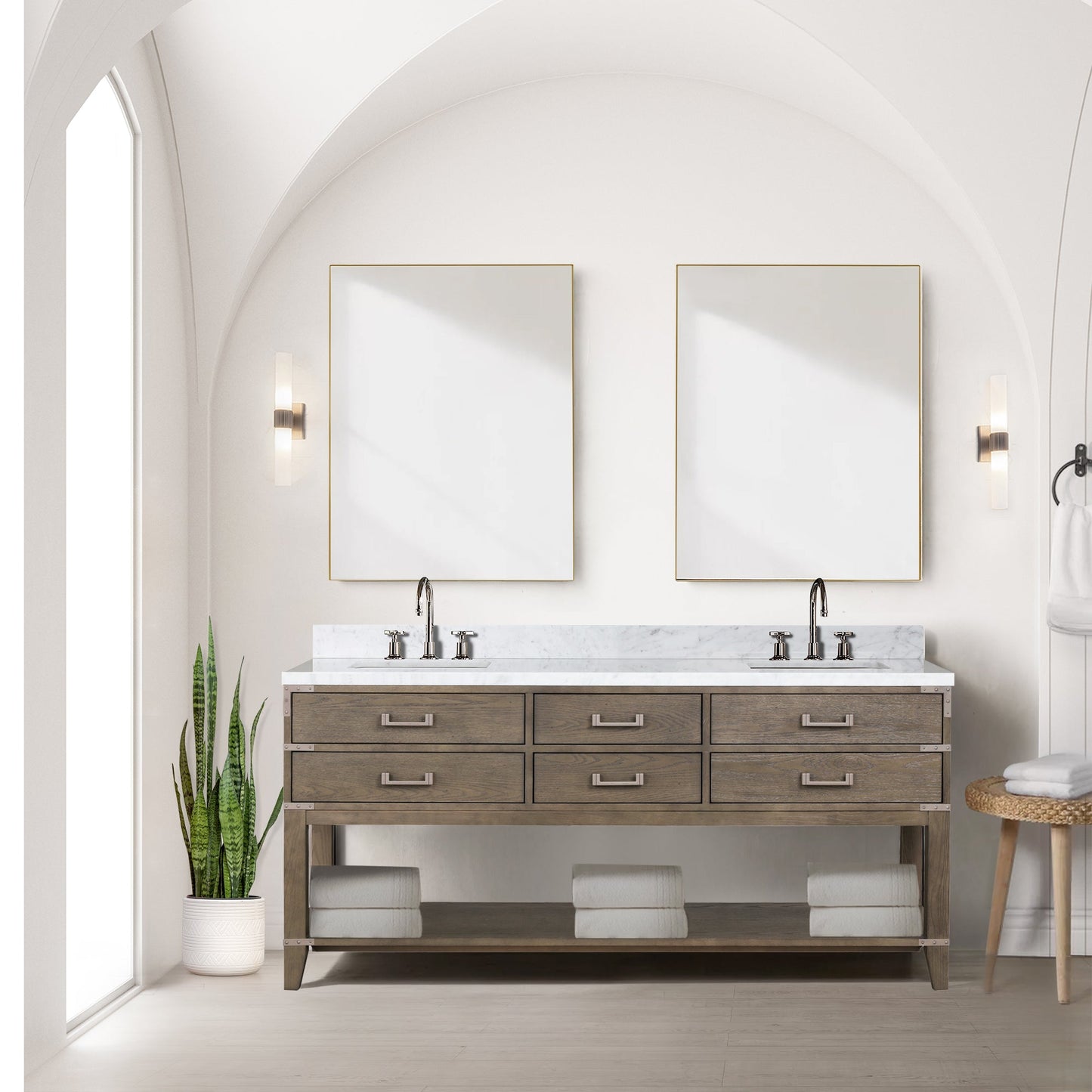 Norwalk 72 in W x 22 in D Grey Oak Double Bath Vanity
