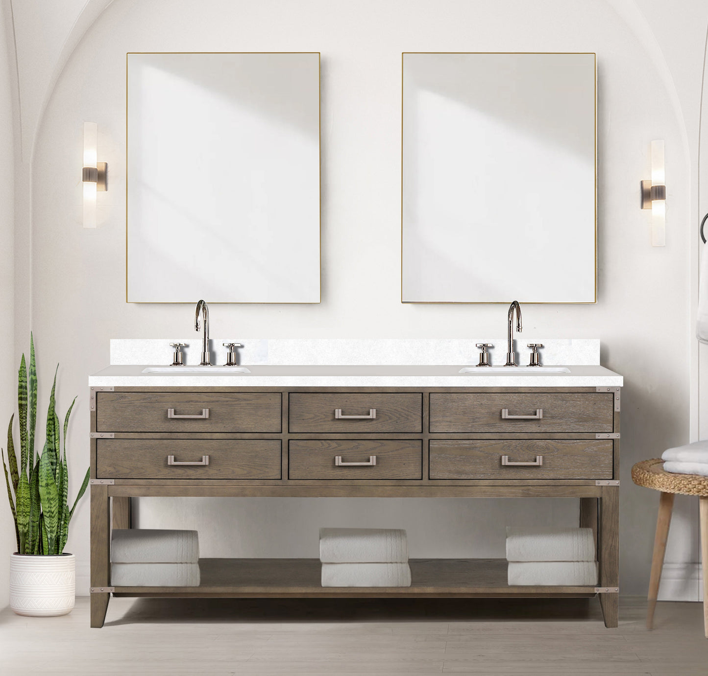 Norwalk 72 in W x 22 in D Grey Oak Double Bath Vanity
