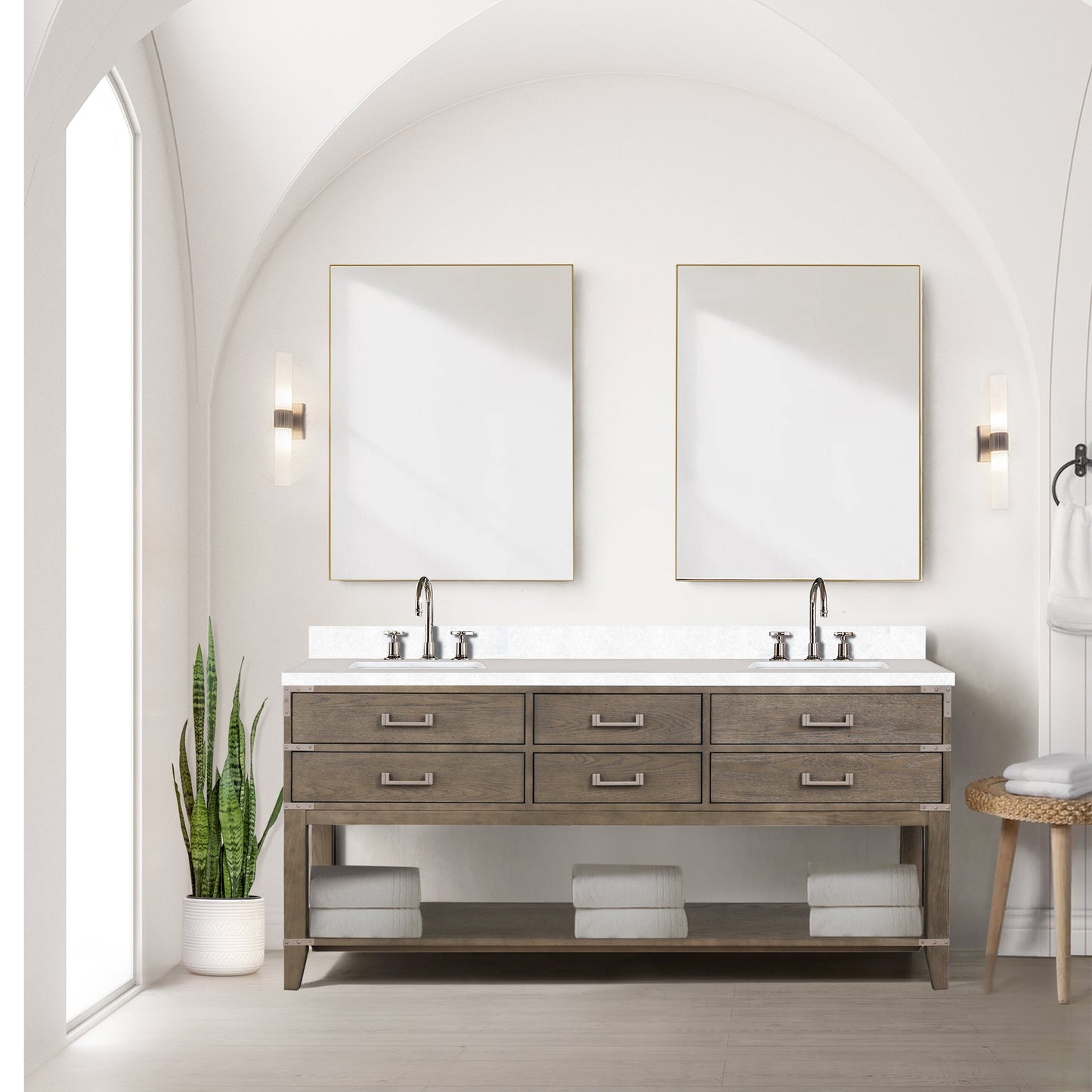 Norwalk 72 in W x 22 in D Grey Oak Double Bath Vanity