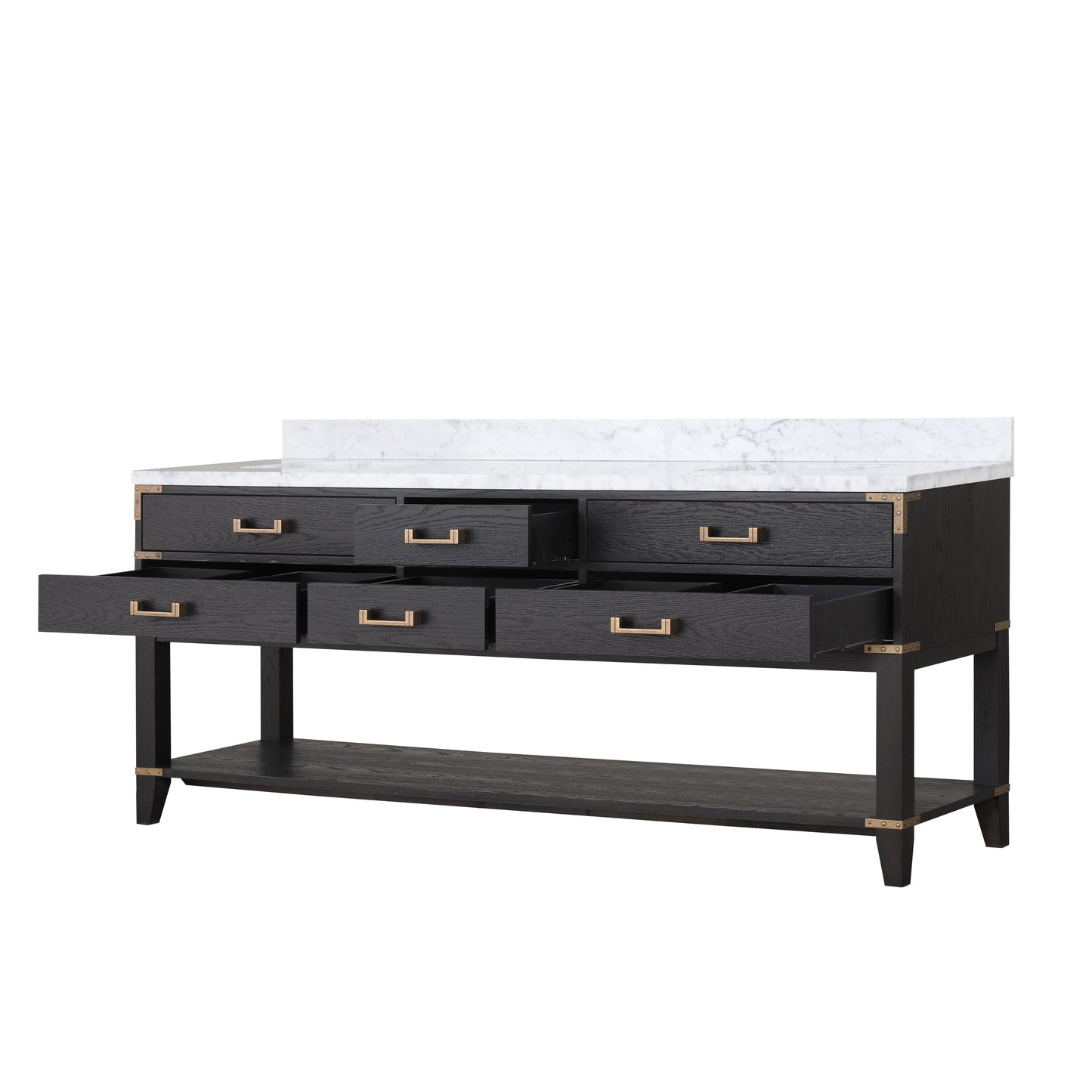 Norwalk 80 in W x 22 in D Black Oak Double Bath Vanity