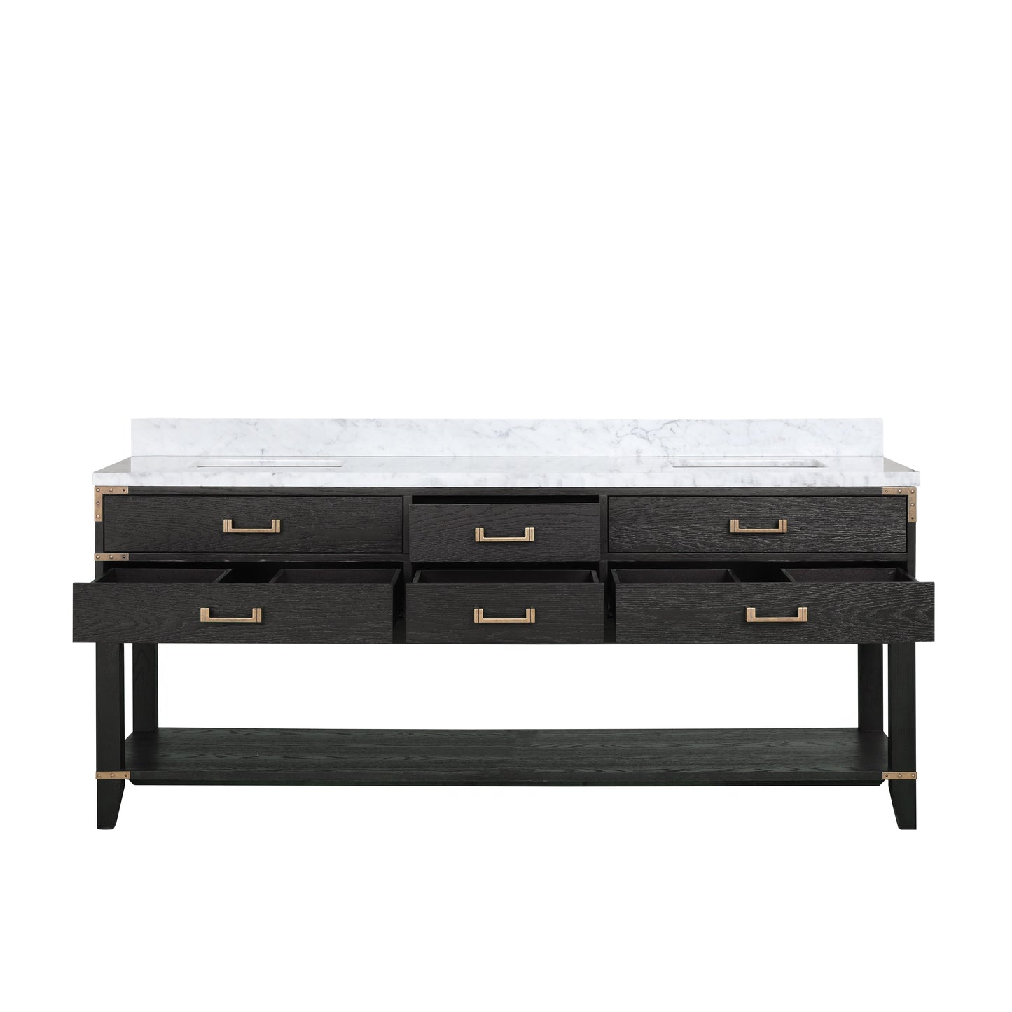Norwalk 80 in W x 22 in D Black Oak Double Bath Vanity