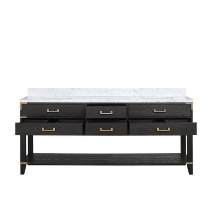 Norwalk 80 in W x 22 in D Black Oak Double Bath Vanity