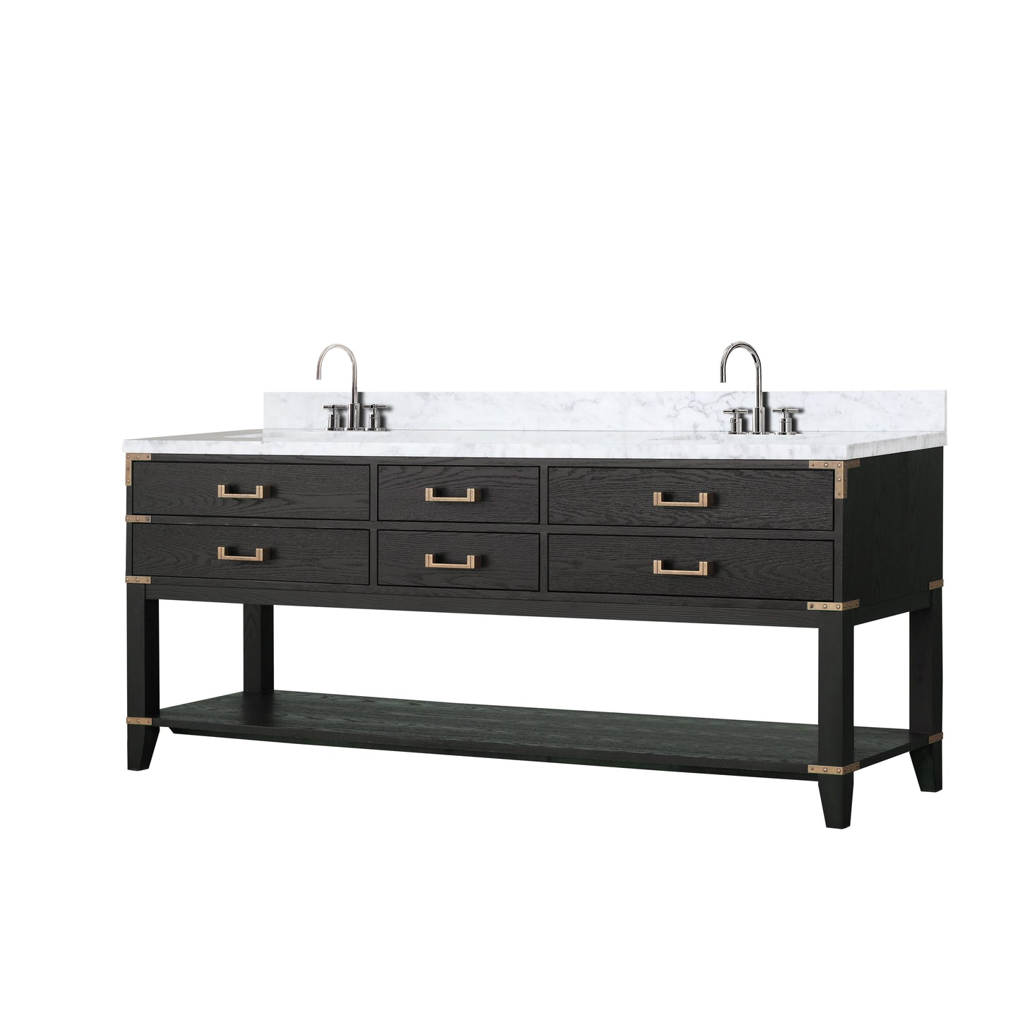 Norwalk 80 in W x 22 in D Black Oak Double Bath Vanity