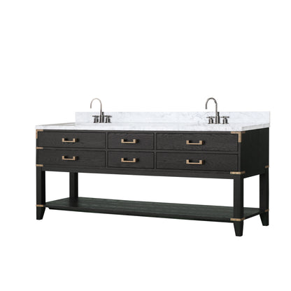 Norwalk 80 in W x 22 in D Black Oak Double Bath Vanity