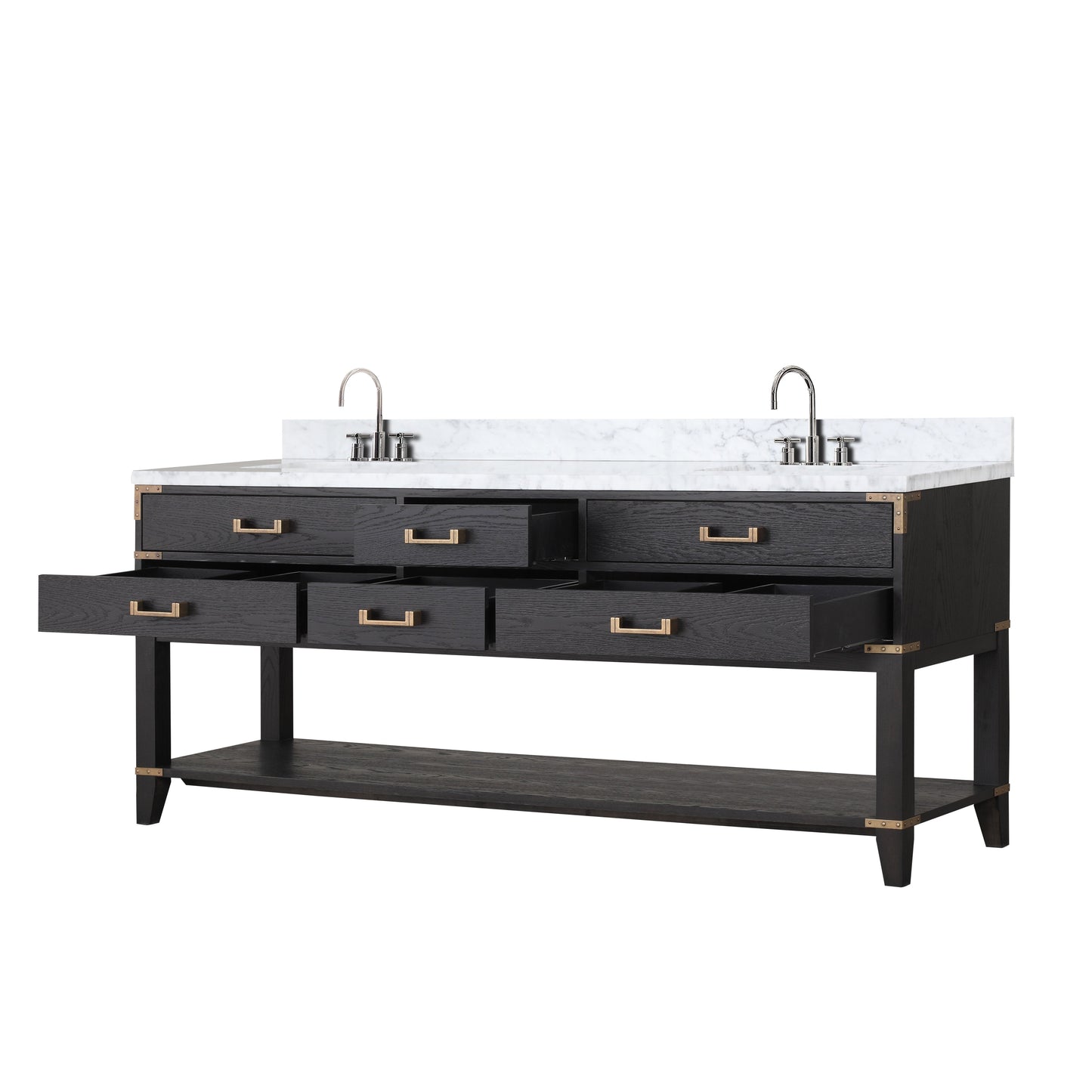 Norwalk 80 in W x 22 in D Black Oak Double Bath Vanity