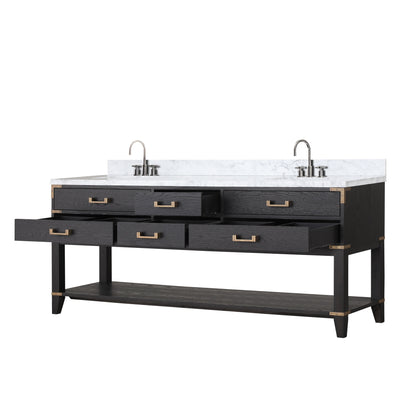 Norwalk 80 in W x 22 in D Black Oak Double Bath Vanity