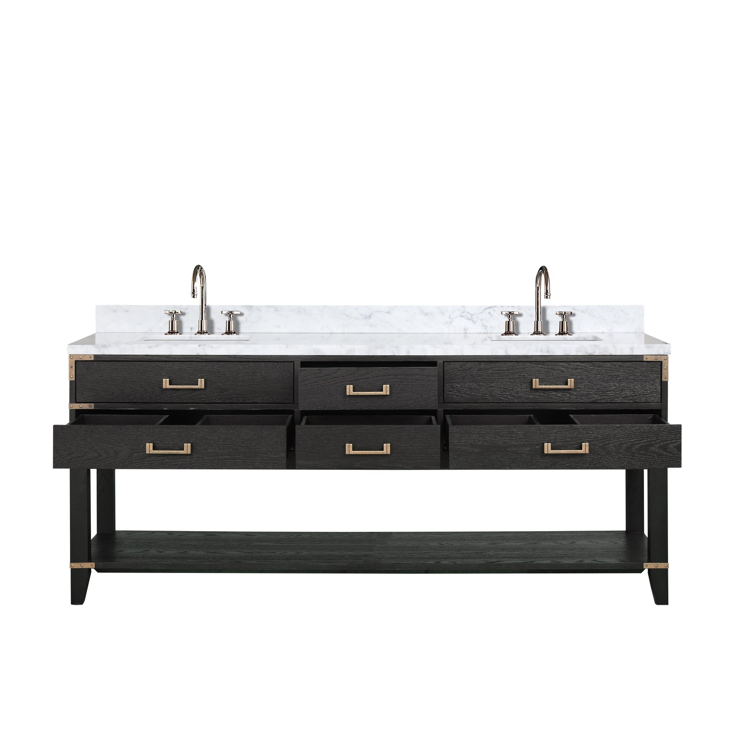 Norwalk 80 in W x 22 in D Black Oak Double Bath Vanity