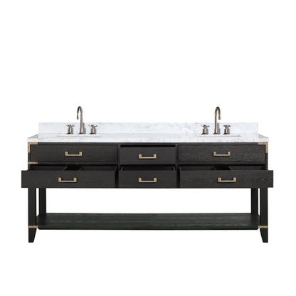 Norwalk 80 in W x 22 in D Black Oak Double Bath Vanity