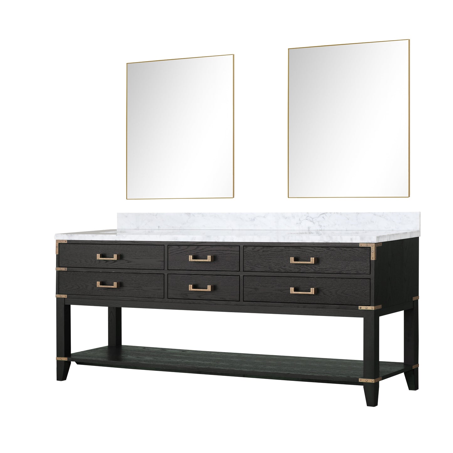 Norwalk 80 in W x 22 in D Black Oak Double Bath Vanity
