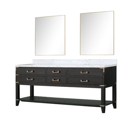 Norwalk 80 in W x 22 in D Black Oak Double Bath Vanity