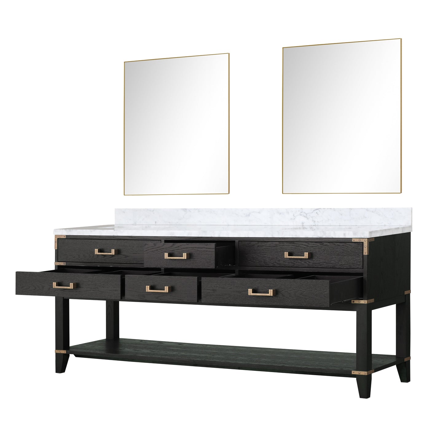 Norwalk 80 in W x 22 in D Black Oak Double Bath Vanity